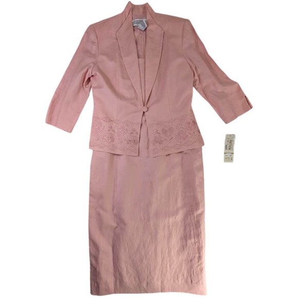 NEW Jessica Howard Mother Bride Groom Dress Jacket Womens 12 Linen Blend Pink - Picture 1 of 14